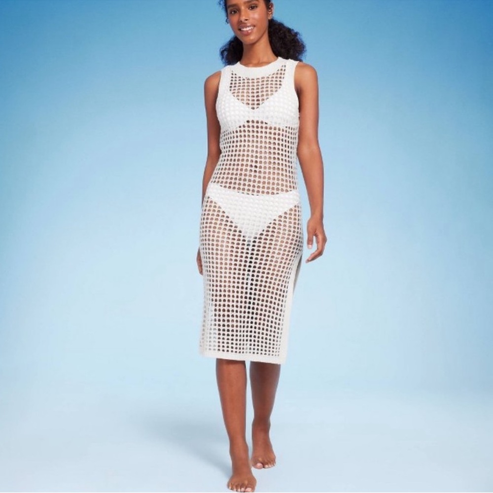 Shade & Shore White Crochet Swim Cover-Up